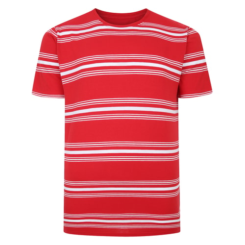 Bigdude Pure Cotton Striped T-Shirt Red Tall